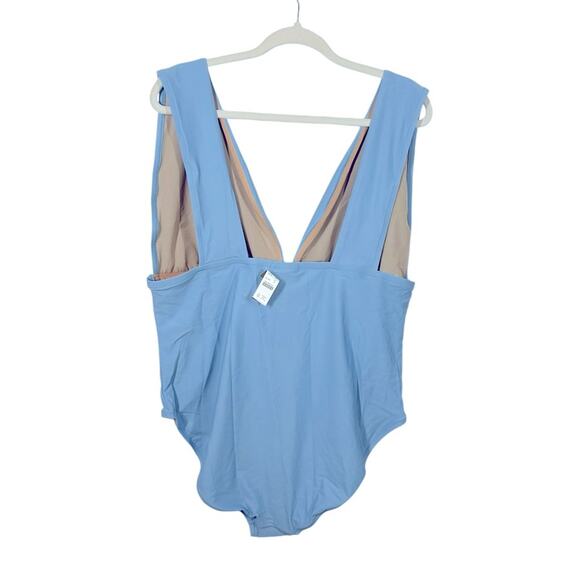 J. Crew V-Neck One Piece Swimsuit - Baby Blue - Size 22 NWT - Picture 7 of 12